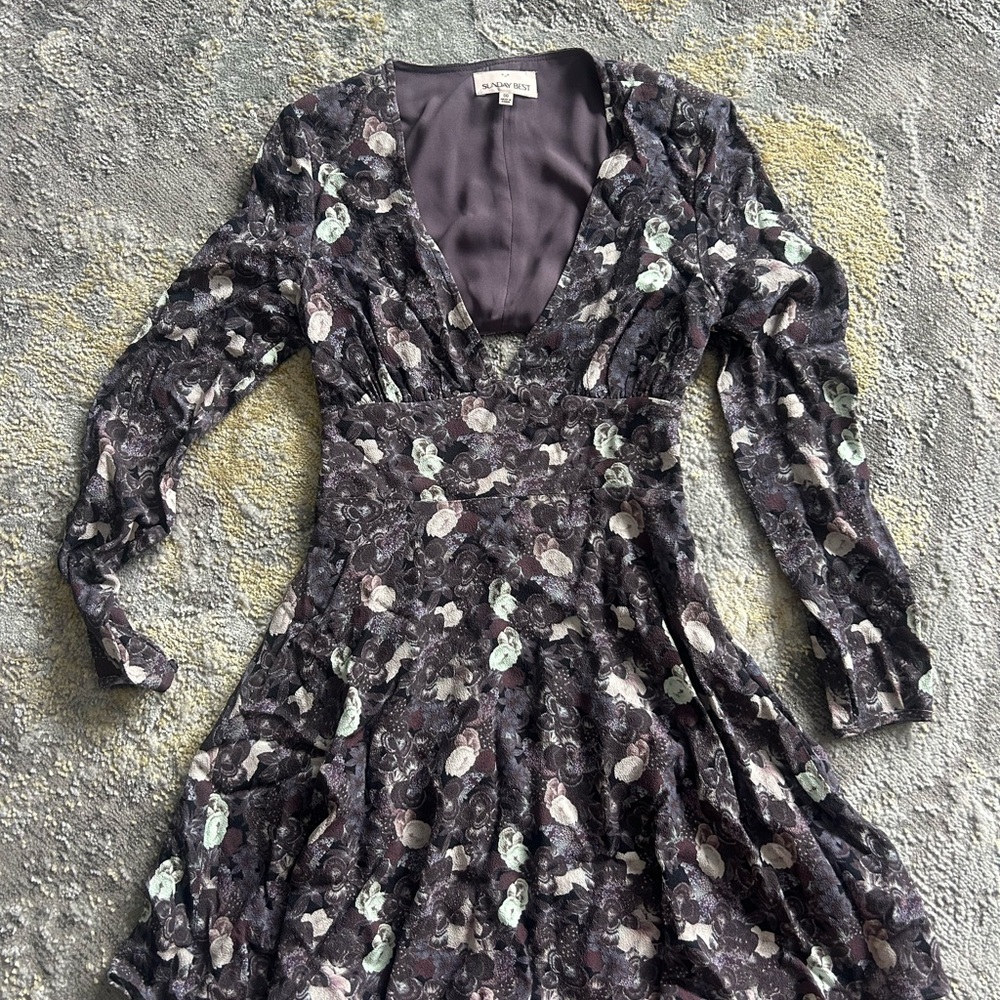 Sunday Best Purple and White Long Sleeve Dress